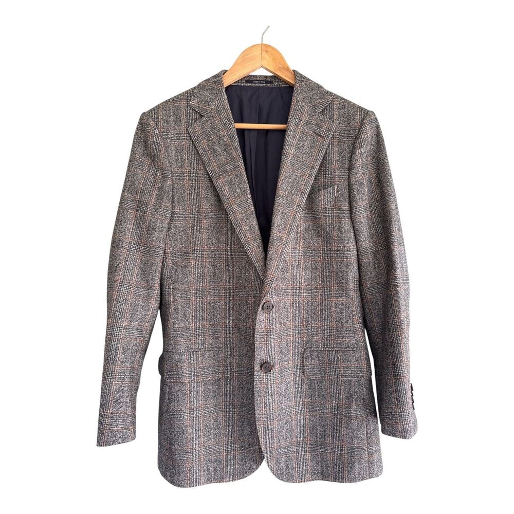 Suitsupply Blazer 48 Gray Tan Plaid Slim Wool Fratelli Tallia Di Delfino Lazio